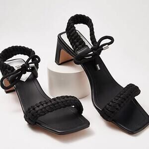 Schutz Blair Leather Braided Mid-Heel Sandals Size 7.5